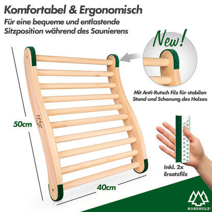 Nordholz® Sauna Backrest ergonomic - The perfect back support for immediate comfort - Sauna accessory made from 100% Nordic spruce for infrared cabin - Wood backrest sauna accessory