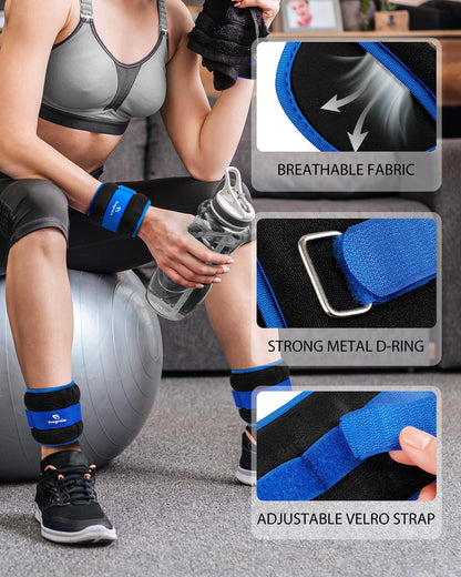 Fragraim ankle weights, wrist weights 4KG 1 pair, leg weights, weight cuffs hand and foot weights - for fitness, exercising, running, gymnastics.
