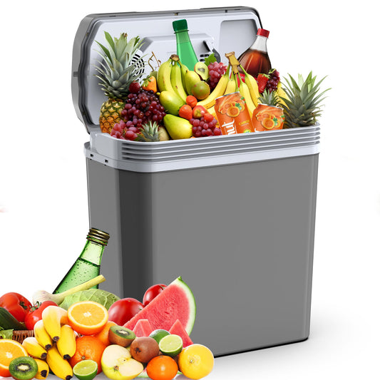 24-liter cooler box, 2-in-1 electric cooler 12V 230V cooling and heating mini fridge with ECO & MAX mode, for car and home Quiet.