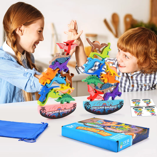 DejaNard Montessori toy for 3 4 5 6 year old Dino Boy Stack Stones Kids Toy - Christmas Gift Girl 3-7 years Games Motor Skills Toy