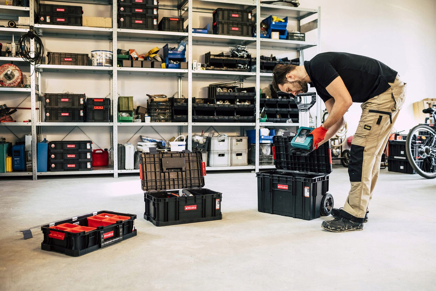 OliveBird 6 in 1 XL workshop trolley, mobile toolbox, plastic drawer set, tool case on wheels.