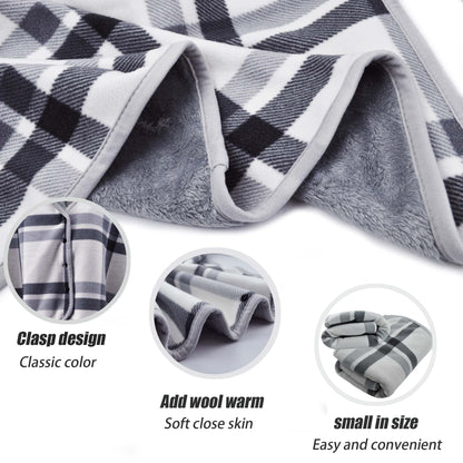 Beifon poncho winter warm women's blanket flannel fleece poncho cape soft thick winter warm wrap poncho open front cape office home for women girls children (gray+white)