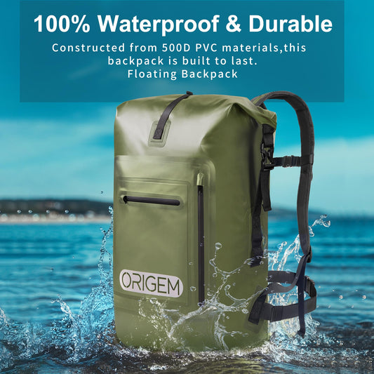 Origem Waterproof Backpack, 35L/55L/85L Rolltop Backpack Waterproof, Dry Bag with Laptop Insert for Kayaking, Fishing, Rafting, Diving, or everyday use.