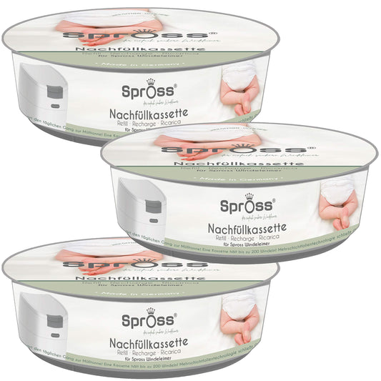 Spross Refill Cassettes for Spross Diaper Pail - 3 pieces - Protects against unpleasant odors.