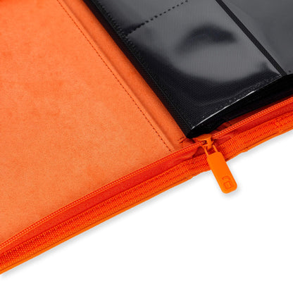 Vault X 9-Pocket Trading Card Binder with Zipper, 360 cards, Premium Exo-Tec album material, 20 side-loading pages, collector's folder for Trading Card Games, Sports Cards, TCG (Orange)