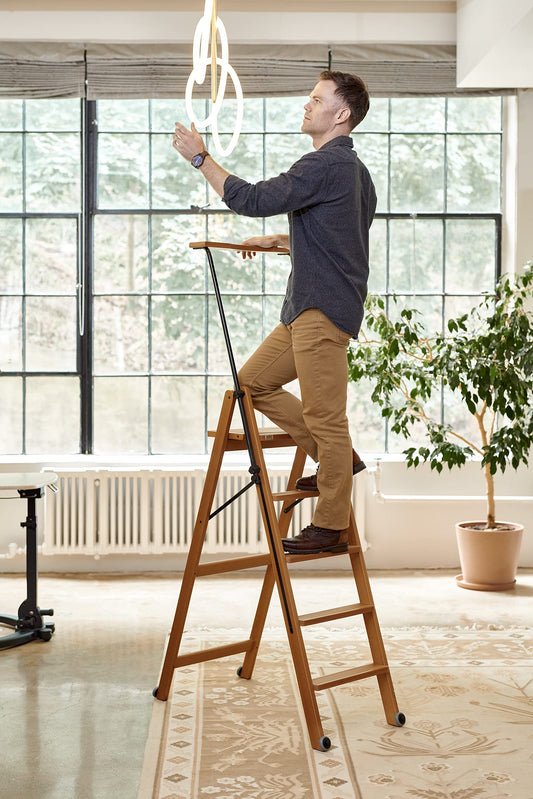 Arredamenti Italia Ladder 170/5 TUSCANIA; Wooden - 5 steps - collapsible - with safety system - Color: Cherry Wood AR-It the Heart of Wood