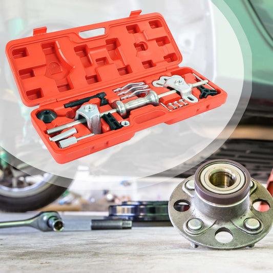 Wiltec puller set for wheel bearings and wheel hubs, for 4 and 5-hole with wheel hub, with slide hammer, as internal puller or external puller.
