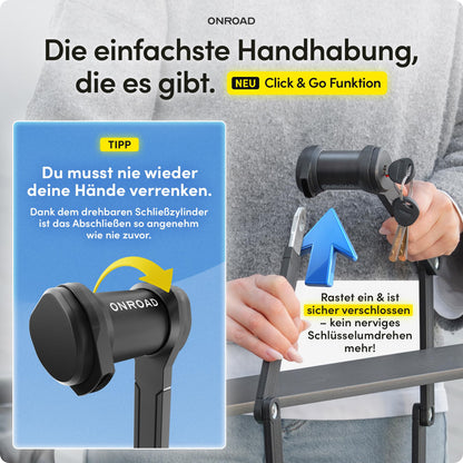 ONROAD foldable bike lock Onlock Ultra 120cm theft-proof - High security bike lock - Robust & heavy-duty foldable bike lock with bracket - Ideal for E-Bikes.