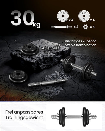 SONGMICS Dumbbells, Dumbbell Set made of cast iron, Dumbbells, 2 x 10 kg, adjustable, Workout, Fitness training, Weight lifting for home, gym, ink black SYL20T