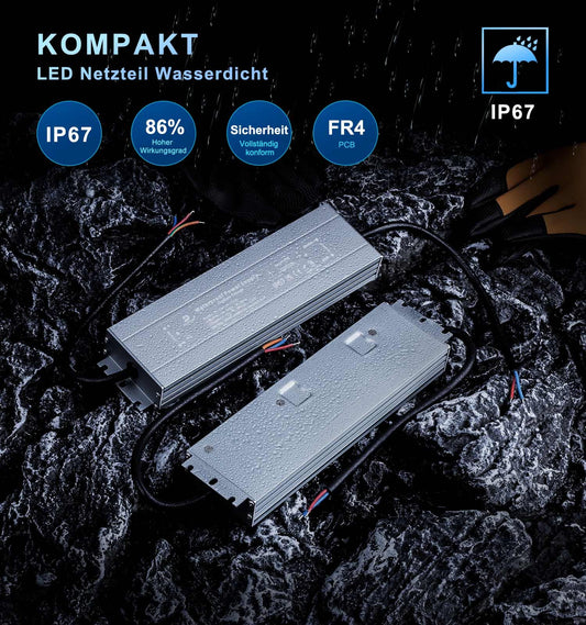 DUSKTEC LED Transformer 12V 100W LED Driver AC 230V to DC 12 Volt, Waterproof LED Power Supply Driver IP67, Constant Voltage Low Voltage Transformer for Indoor or Outdoor LED Spots LED-Strips Strip Lamp