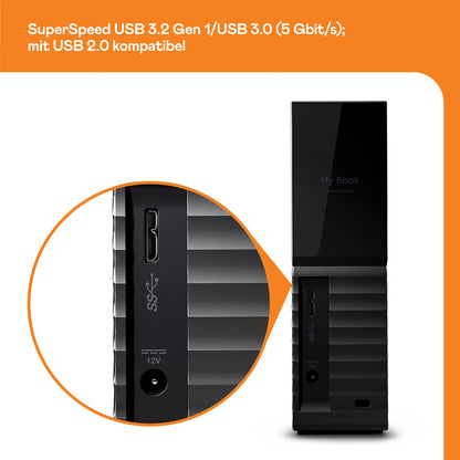 WD My Book 18 TB USB 3.0 desktop hard drive with password protection (desktop storage, backup software, hardware encryption, SuperSpeed USB).