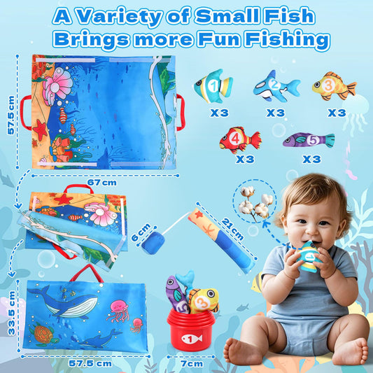 Jerry Montessori toy from 1 year-Angel game children's toy, baby toy for 6-12 months fine motor skills toy from 1 year, sensory learning games fish fishing game, gift boy girl.