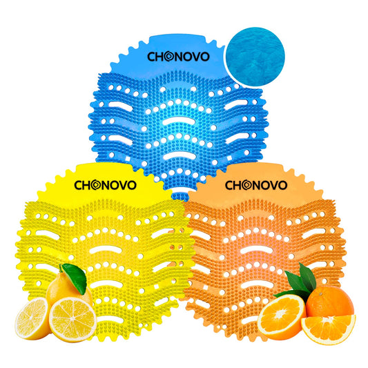 12 pieces of urinal screens with scent, urinal screen splash guard air freshener individually packaged for toilet guest bathrooms public restrooms urinal - 4 pcs ocean breeze, 4 pcs lemon, 4 pcs orange