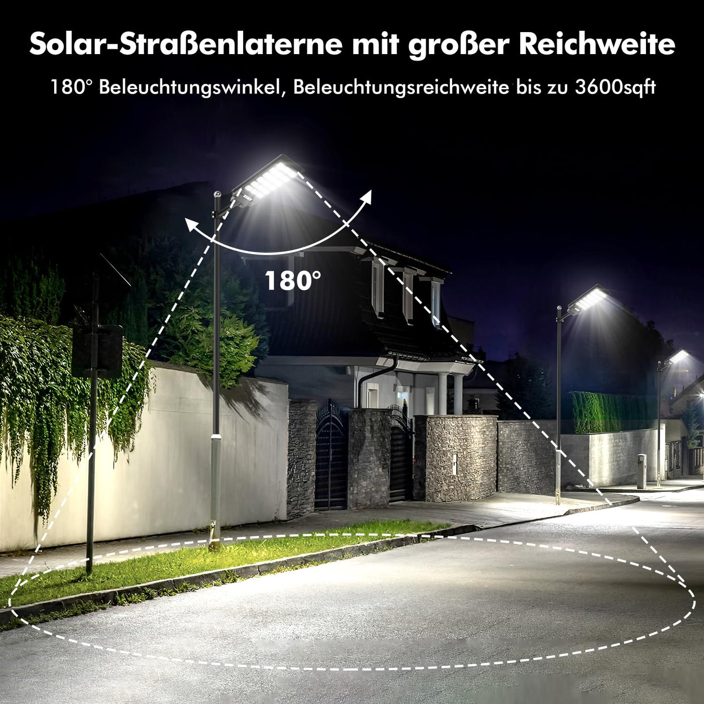Viugreum 600W Solar Street Light with Motion Sensor, 6500K LED Solar Lantern with Remote Control IP65 Waterproof Street Lamp Outdoor Street Light suitable for streets, courtyards, gardens.