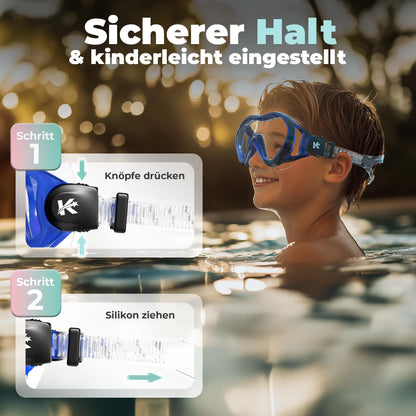 Kidverse Kids Diving Mask with Nose - Panoramic Kids Diving Mask - Swim Goggles with Nose for Girls & Boys - Waterproof Child Diving Mask