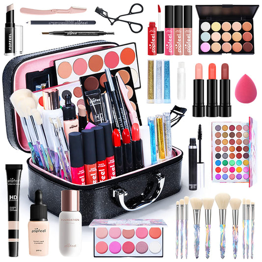 FantasyDay Multi-function Exquisite Makeup Gift Set Cosmetic Makeup Kit for Face, Eyes, and Lips - Makeup Palettes Makeup Case with Eyeshadow Palette, Lipstick, Blush, Mascara, Brushes