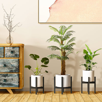 ZMTECH flower stand 20 cm diameter, black metal plant stand, 8 inch plant shelf tall for indoor outdoor room corner, living room