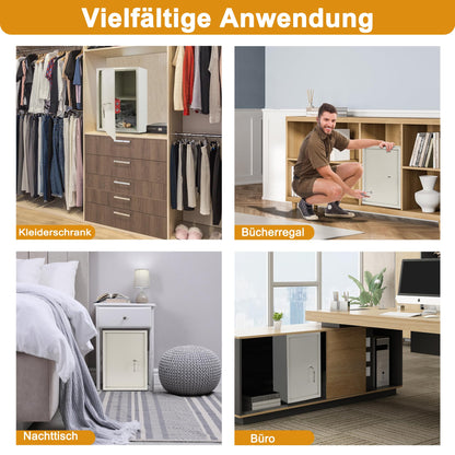 YRHome furniture safe XL-35x31x50cm with 2 key lock & mounting screws. Floor-wall safe money cabinet Beige.
