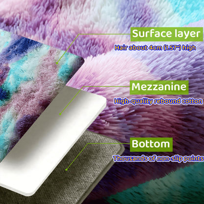 SUBEEN Carpet Living Room Shaggy - Fluffy plush carpet, modern style, colorful rug for living room, bedroom, kid's room (Blue Purple, 120x200cm)