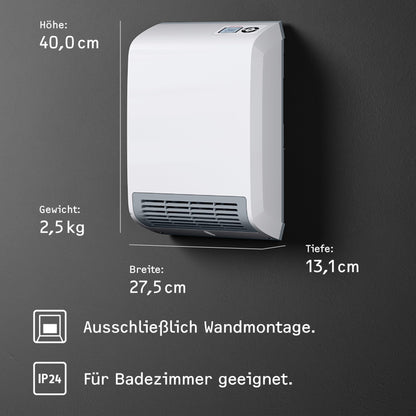 STIEBEL ELTRON Convector Heater CK 20 Trend LCD for approx. 25 m², TÜV tested, Made in Germany, LCD display, weekly timer, energy-efficient ceramic fan heater, bathroom, 2 kW, 236653.