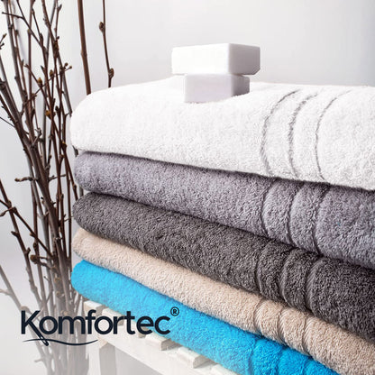 Comfortec 2-piece sauna towel set 70x200 cm made of 100% cotton, XXL sauna towels, sauna hand towel, soft, large, terry cloth, quick-drying, white.