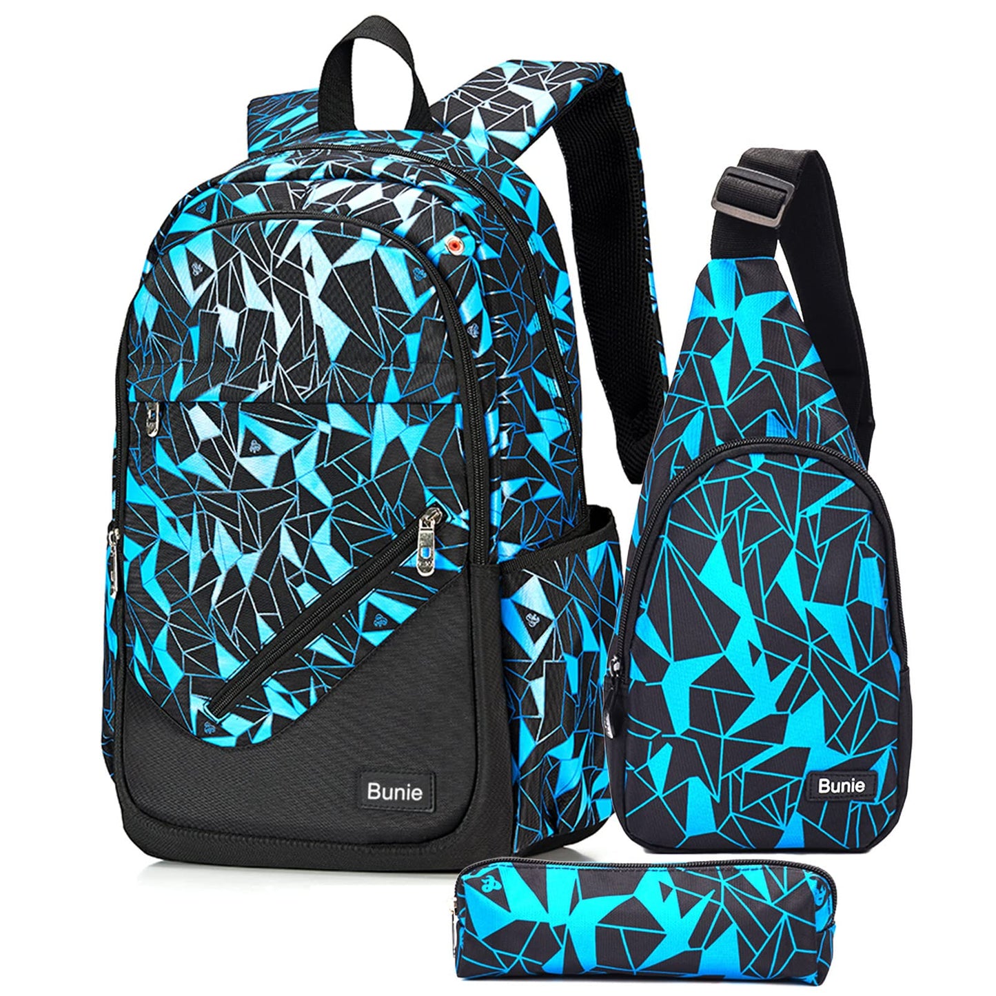bunie School Backpack Boys Teenagers Kids Large School Backpack Girls Bookbag Cool School Bags Boys 2 3 4 5 6 7 Grade Backpacks Or 8 9 10 11 12 13 14 15 Years School bag for Boys Sets Blue