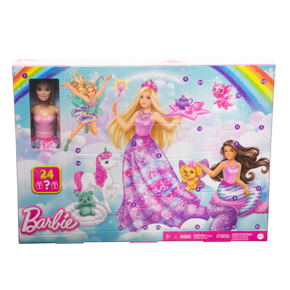 Barbie Dreamtopia Fairy Tale Advent Calendar with doll and 24 surprises including pets, fashions, and accessories, HVK26