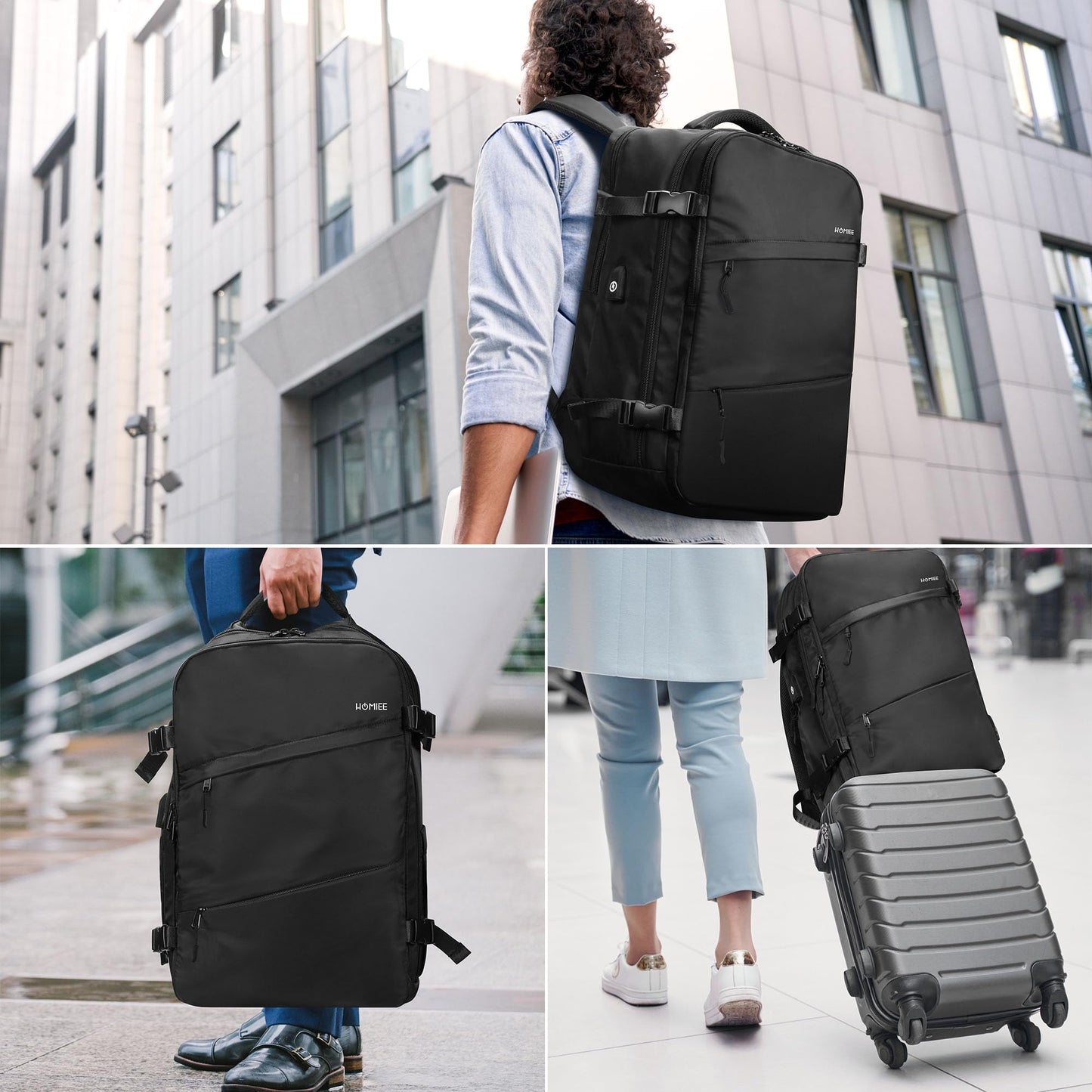 HOMIEE Travel Backpack for Women and Men, 40L Carry-On Rucksack for Airplane, Casual School Backpack for Travel, Daypack for Sports, Casual Women's Backpack Suitcase.