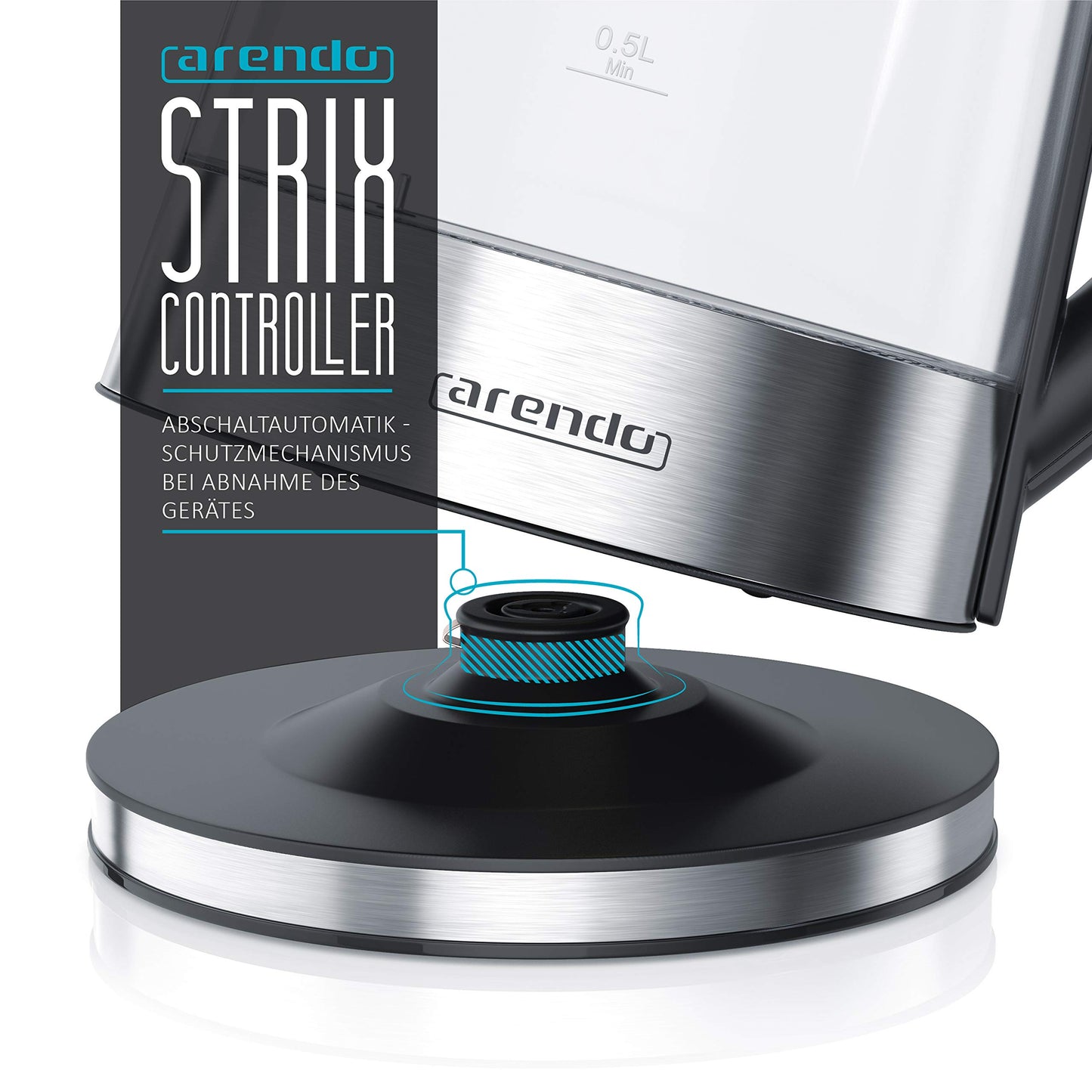 Arendo - Glass water kettle with temperature setting and tea infuser - Adjustable temperatures 40, 70, 80, 100 degrees - 1.7 liters - Auto shut-off - Keep warm function