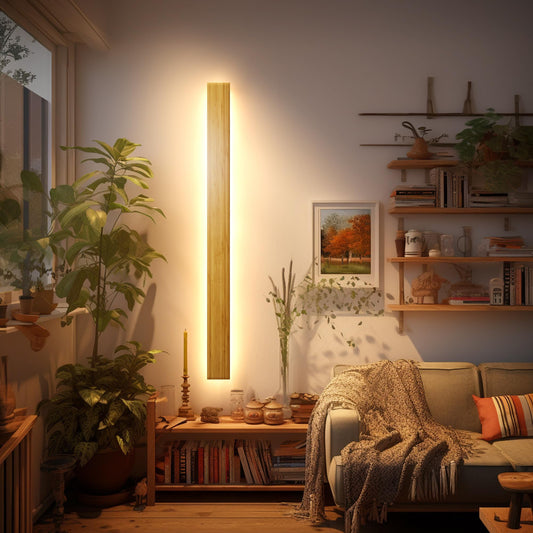 LED wall light indoor wood wall lamp bamboo wood long wall light 31W warm white 3000k lamp wood modern wall lighting for bedroom living room hallway staircase indoor lighting night light, 100cm
