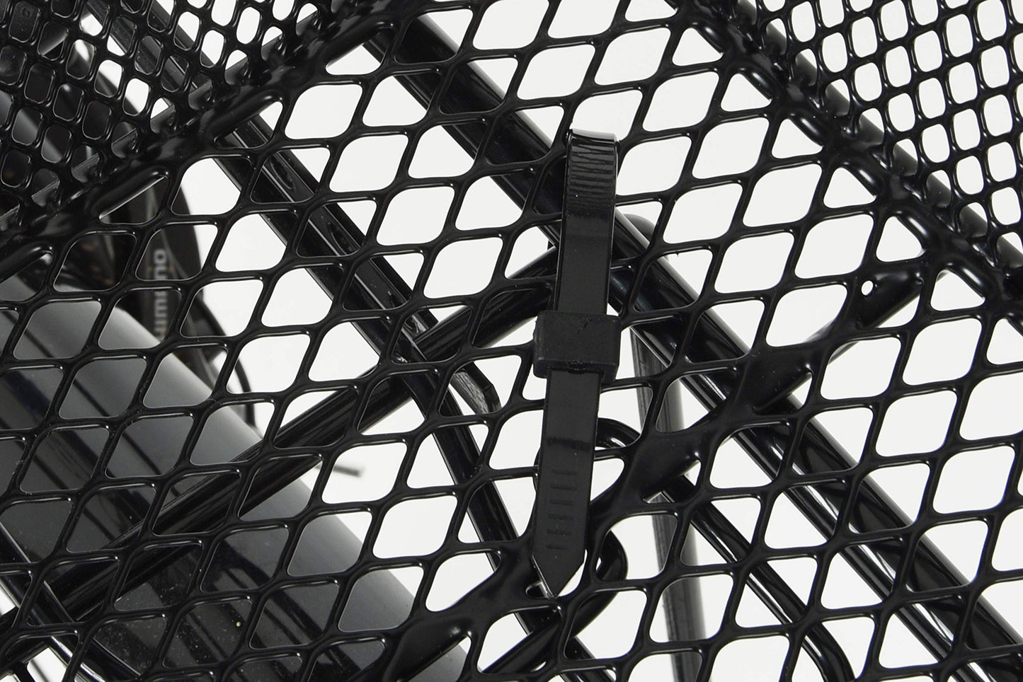 FISCHER Carrier Basket School, bike basket, tight mesh, theft-proof, suitable for e-bikes, load capacity 25 kg, black & Mini bicycle bell, black, One Size