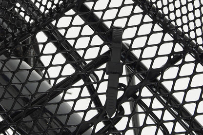 FISCHER Carrier Basket School, bike basket, tight mesh, theft-proof, suitable for e-bikes, load capacity 25 kg, black & Mini bicycle bell, black, One Size