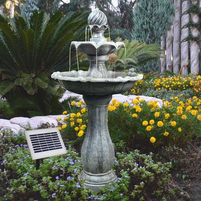 Solar garden fountain fountain solar fountain classic garden decoration fountain waterfall garden light pond pump for terrace, balcony, improved model with pump instant start function