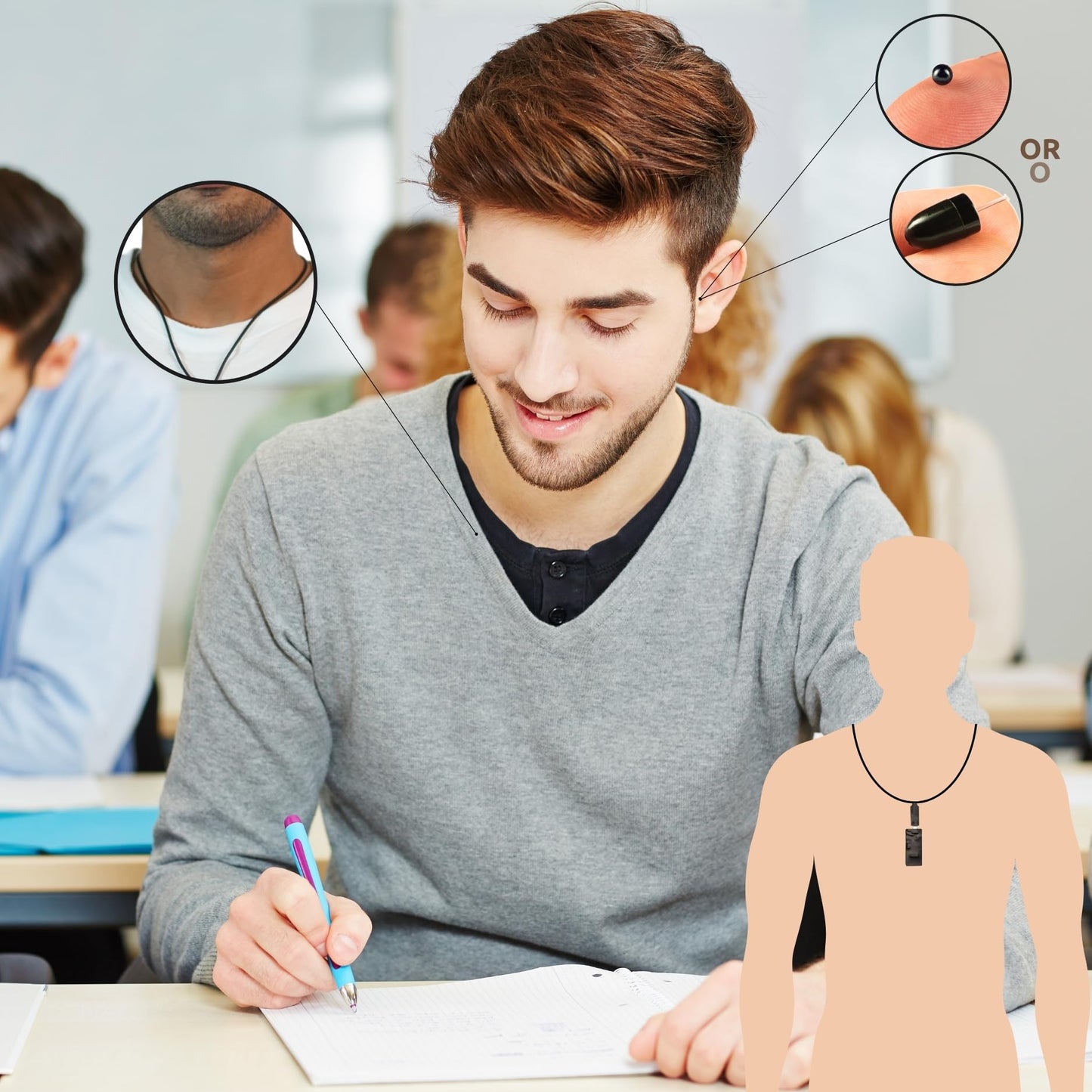 PingaOculto Spy Earpiece for Exam Mini Nano Invisible Earphone for Mobile Microphone Adhesive Strip - Hidden Wireless Headset Crib Sheet (Spy Earpiece Nano V8 + VIP Pro UltraMini)