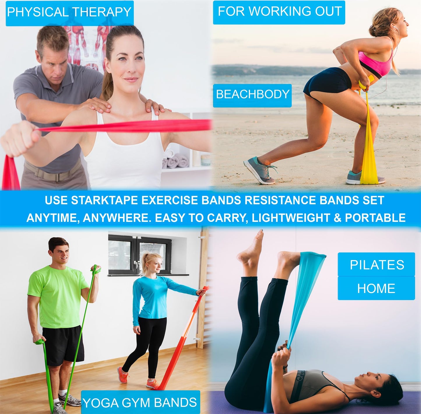 Strong tape Resistance Bands Latex-free  - Professional fitness bands for home training, physiotherapy, pilates, strength training, and rehabilitation - 23 meters Yellow
