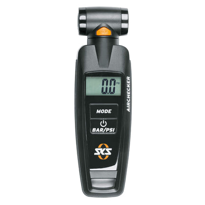 SKS GERMANY Shock Pump SAM Suspension Air Mechanic Bike Pump, Silver & AIRCHECKER (AV/SV) 2nd Generation Pressure Gauge for Bikes (high measuring accuracy), Black