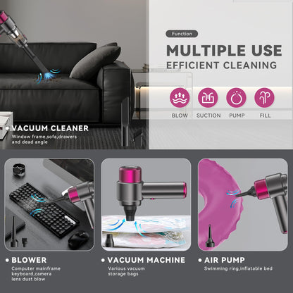 Sporvet handheld vacuum, 12000Pa cordless vacuum, 120W high power wet and dry handheld car vacuum cleaner with LED light and multi-nozzles for car, home, kitchen.