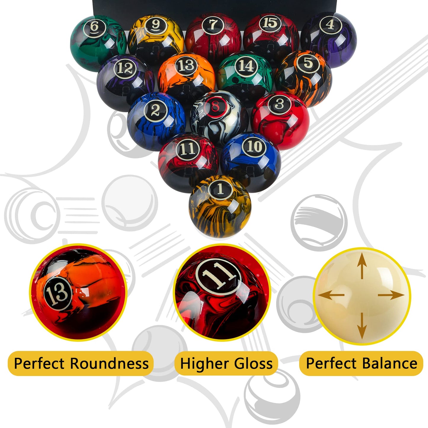 Billmart Premium billiard balls billiard table accessories 2-1/10.2 cm regulation size 16 pool balls pool set