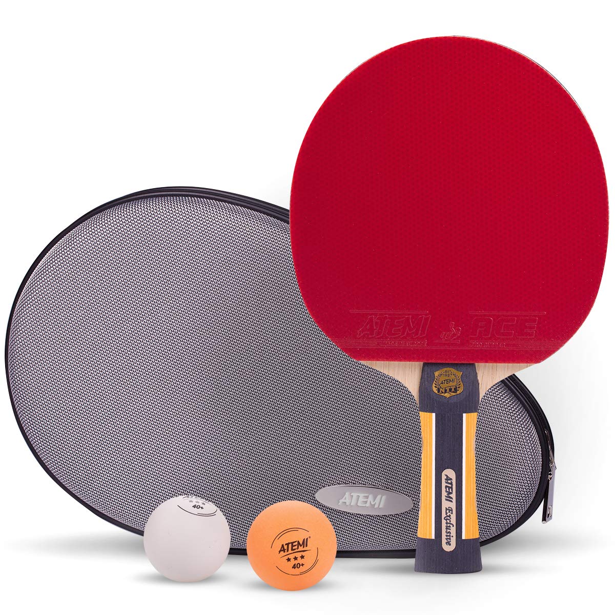 Atemi Exclusive Set | Table Tennis Set | Includes 1 professional racket, 2 balls 40+ and 1 cover | New 2020 rubber | Stylish, lightweight, and practical | Suitable for all skill levels