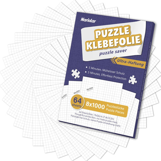 Nariolar Ultra Adhesive Puzzle Sticker, 64 super puzzle adhesive to preserve 8 x 1000 piece puzzles and protect the puzzles in just a few minutes.