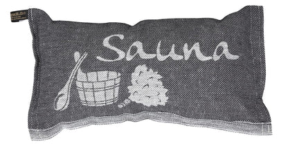 JOKIPIIN | 1 x Favorite sauna pillow travel pillow | Design: Sauna | Dimensions: 40 x 22 cm, linen/cotton | pollutant tested Ökotex 100 | Made in Finland (Black/White)