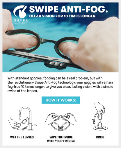 arena Cobra Ultra Swipe Adult Unisex Racing Goggles, swim goggles with curved lenses, anti-fog, UV protection, 5 interchangeable nose bridges.