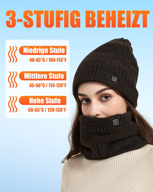 CYCYHEAT Heated Hat - Neck Warmer Heated Scarf & Heated Hat for Men and Women with 4000mAh Battery, 3 Heat Settings.