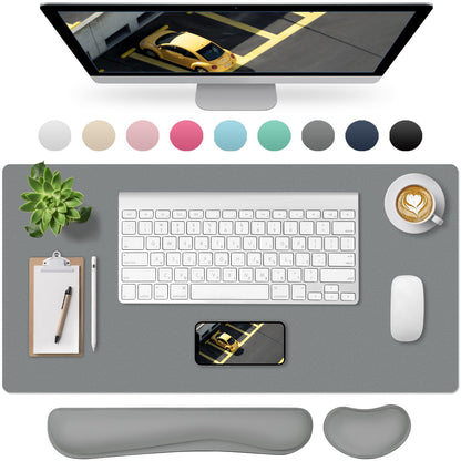 Sevenpers Desk Pad, 80x40cm Mouse Pad with Wrist Rest, 3 in 1 Desk Mat with Ergonomic Wrist Support made of Memory Foam, Desk Protection Pad for Office, Home (Dark Gray)