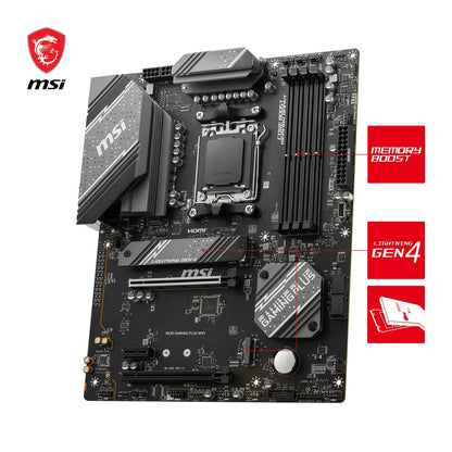 MSI B650 Gaming Plus WiFi Motherboard (supports AMD Ryzen 7000 processors, AM5 - DDR5 Memory Boost 6400+MHz/OC, 2 x PCIe 4.0 x16, 2 x M.2 Gen4, Wi-Fi 6E, ATX)