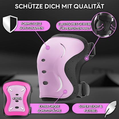 SKATEWIZ Kids Knee Pads - Kids Protectors - Knee Pad Guards - Knee and Elbow Guards - Protective Set - Impact Size S Pk Black