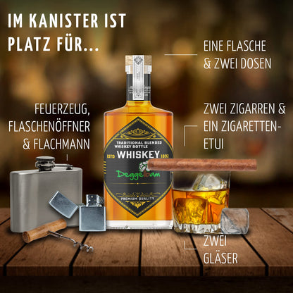 The men's bar for real men - canister as a men's gift/men's handbag with plenty of accessories like a hip flask, and more. *Jerry Can* | Birthday gift | Father's Day gift