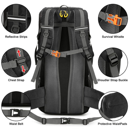 jianyana hiking backpack 50L trekking backpack rain cover travel backpack waterproof camping backpack for hiking camping mountaineering traveling sports men women