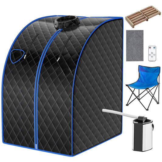 COSTWAY 3L Mini Steam Sauna with Spray Function, Home Sauna with Remote Control, Heat Cabin with Adjustable Timer & Temperature, Seat Sauna including Accessories, Sauna Cabin 78 x 87 x 101 cm (Black)