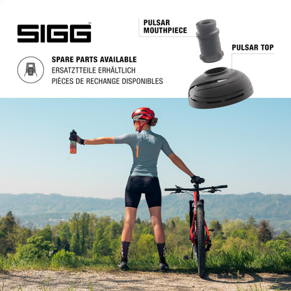 SIGG - Bike Water Bottle - Pulsar Therm Frost - Insulated - Squeezable - Dishwasher Safe - Lightweight - Leak-proof - BPA-free - Outdoor Sport & Bike Accessory - Pastel turquoise & red - 0.65L